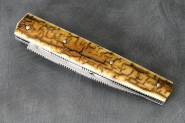 Couteau pliant custom l\'Espadon ivoire de mammouth acier RWL34