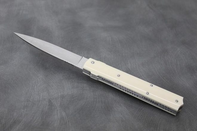 Couteau pliant Rétro ivoire acier damas inox