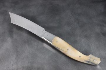 Couteau pliant Patriarche ivoire mammouth acier damas inox