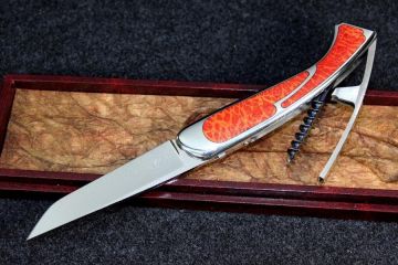 Couteau à secret collection Versailles sommelier corail acier damas
