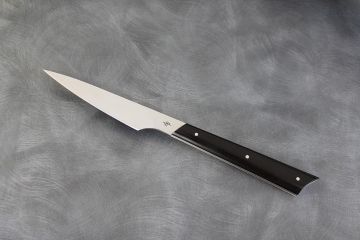 Couteau de table design \"Duo damier\" ivoire mammouth ébène