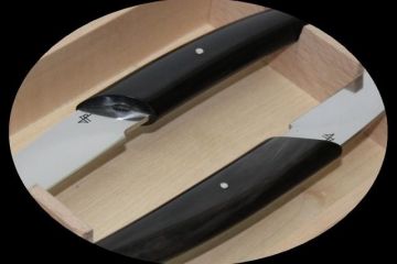 Duo couteaux de table design Eclipse corne noire