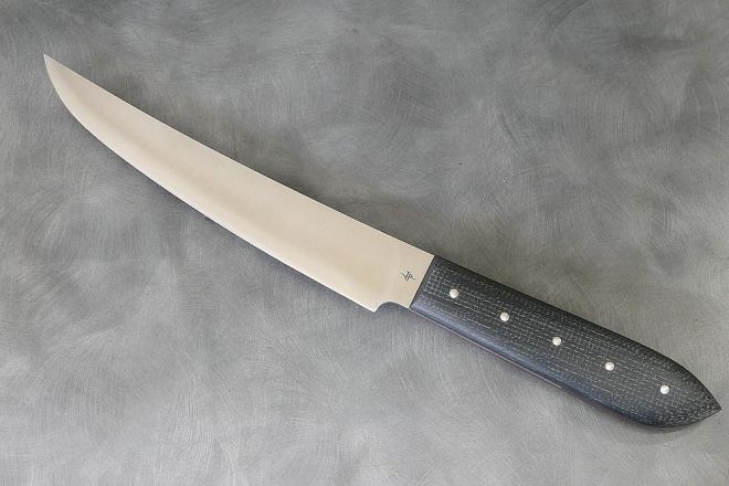 Couteau de cuisine trancheur, manche micarta acier inox Bölher N690