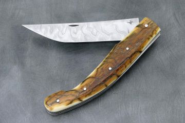 Couteau pliant Baroudeur 13cm ivoire mammouth lame damas inox