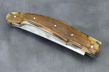 Couteau pliant Baroudeur 13cm ivoire mammouth lame damas inox