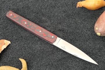 Couteau pliant Espadon 10,5cm lame 14c28 manche fibre de carbone rouge
