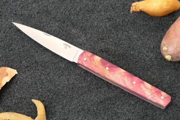 Couteau pliant Espadon 10,5cm lame 14c28 manche peuplier stabilisé rouge