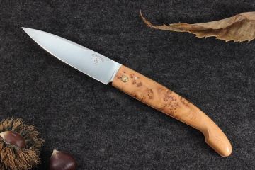 Couteau de Berger des Pyrénées lame acier 12c27 manche loupe de cade