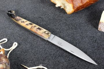 Couteau pliant artisanal Pyrène 13cm corne de bélier acier carbone XC75