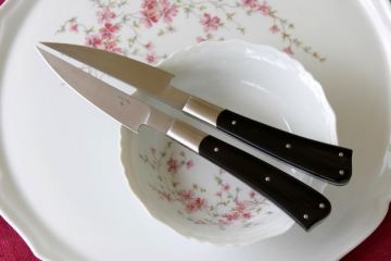 Duo couteaux "As de table" corne noire acier Alenox18cr