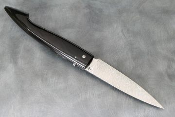 Grand couteau pliant Berger corne de buffle acier damas inox