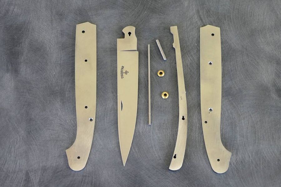 Kit de couteau pliant à cran forcé acier inox 12c27 à monter soi-même