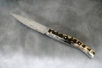 Couteau pliant Catalan lame damas carbone corne de bélier
