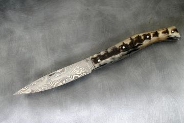 Couteau pliant Catalan lame damas carbone corne de bélier