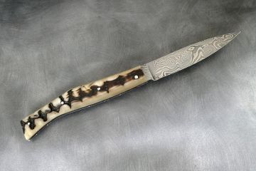 Couteau pliant Catalan lame damas carbone corne de bélier