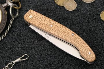 Couteau de poche artisanal Peyrecave acier carbone xc75 bois de platane