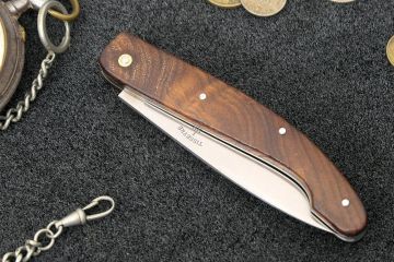 Couteau de poche artisanal Peyrecave acier carbone xc75 bois de palissandre