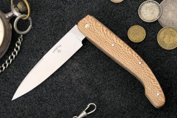 Couteau de poche artisanal Peyrecave acier inox 12c27 bois de platane