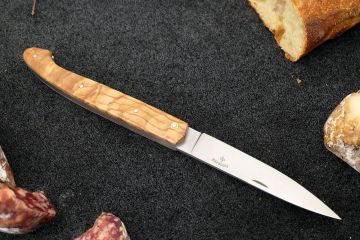 Couteau pliant artisanal Pyrène 13cm frêne stabilisé acier carbone XC75