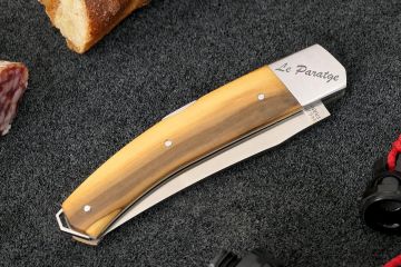 Série limité couteau pliant Paratge croix occitane ronce vieux buis acier 14c28