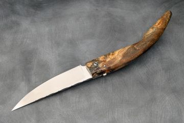 Couteau capucin à cran d\'arrêt le Plantaurel hêtre stabilisé lame RWL34