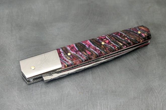 Couteau pliant Espadon molaire de mammouth acier damas