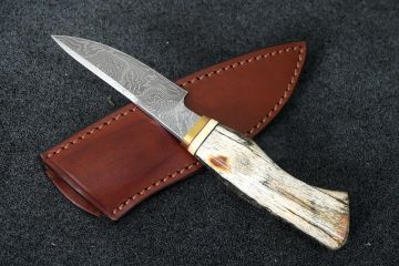 Petit couteau chasse Skinner os de mammouth stabilisé acier damas carbone