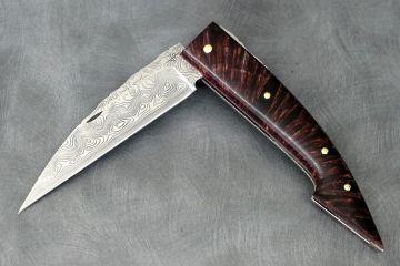 Couteau pliant Gentleman hêtre bois debout stabilisé acier damas inox