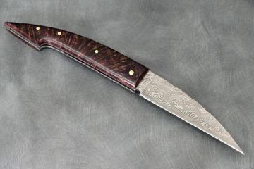 Couteau pliant Gentleman hêtre bois debout stabilisé acier damas inox