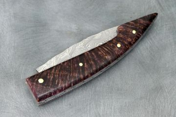 Couteau pliant Gentleman hêtre bois debout stabilisé acier damas inox