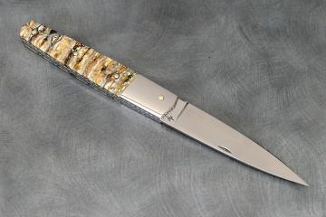 Couteau pliant Espadon molaire de mammouth acier damas inox SGPS