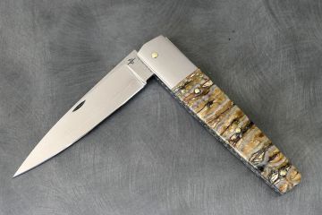 Couteau pliant Espadon molaire de mammouth acier damas inox SGPS