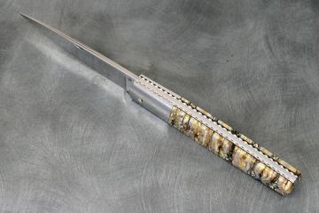 Couteau pliant Espadon molaire de mammouth acier damas inox SGPS
