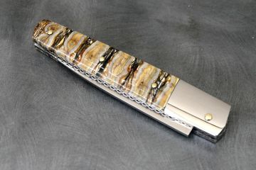 Couteau pliant Espadon molaire de mammouth acier damas inox SGPS
