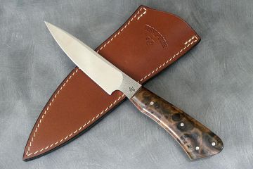 Petit couteau fixe fighter manche ronce de noyer lame acier RWL34
