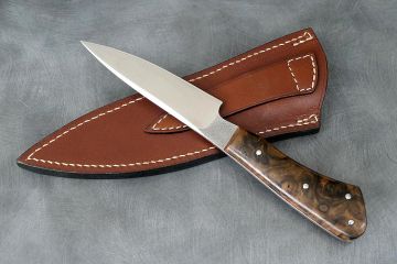 Petit couteau fixe fighter manche ronce de noyer lame acier RWL34