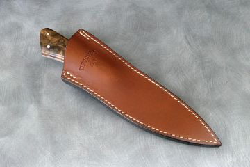 Petit couteau fixe fighter manche ronce de noyer lame acier RWL34