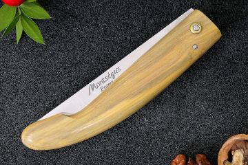 Couteau de poche traditionnel Montségur racine de buis acier carbone xc75