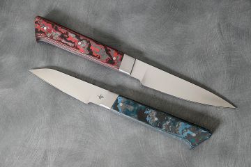 Duo couteaux de cuisine office manche fatcarbone acier inox 12c27