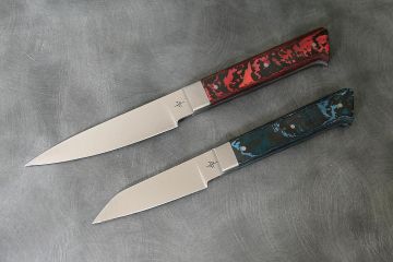 Duo couteaux de cuisine office manche fatcarbone acier inox 12c27