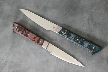 Duo couteau de cuisine office manche fatcarbone acier inox 12c27