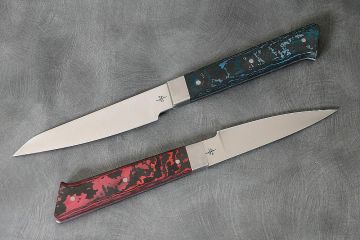 Duo couteau de cuisine office manche fatcarbone acier inox 12c27