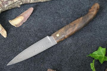 Couteau capucin ariégeois le Berger damas carbone ronce de noyer