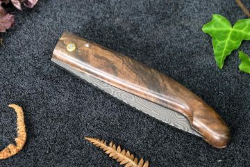 Couteau capucin ariégeois le Berger damas carbone ronce de noyer